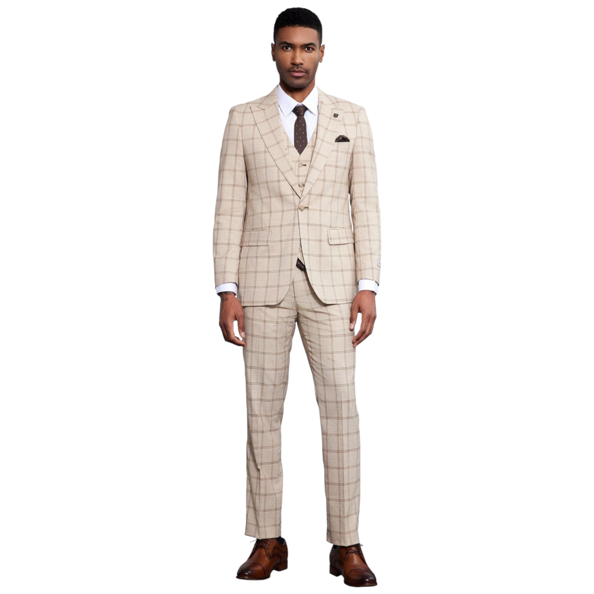 STACY ADAMS: Windowpane 3pc. Suit SM171H